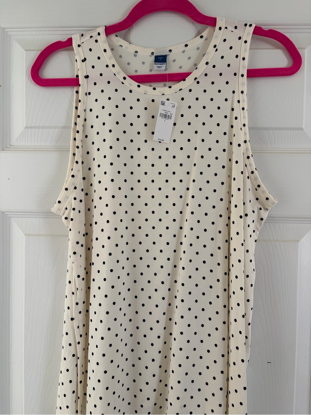 Old Navy Cream Tank Top with Black Polka Dots